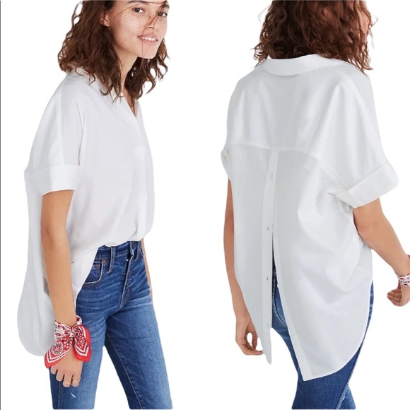 Madewell Tops - Madewell | Courier Button Back Short Sleeve Button Down Shirt Size Medium